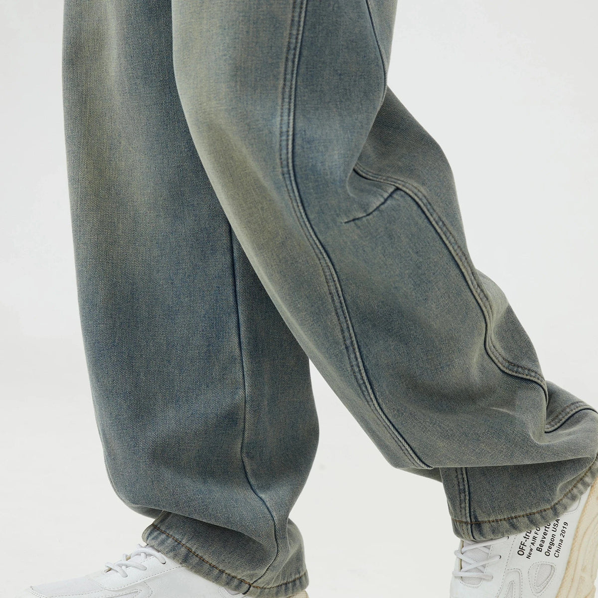 Straight-Leg Mid-Wiast Jeans Pants for Men Image