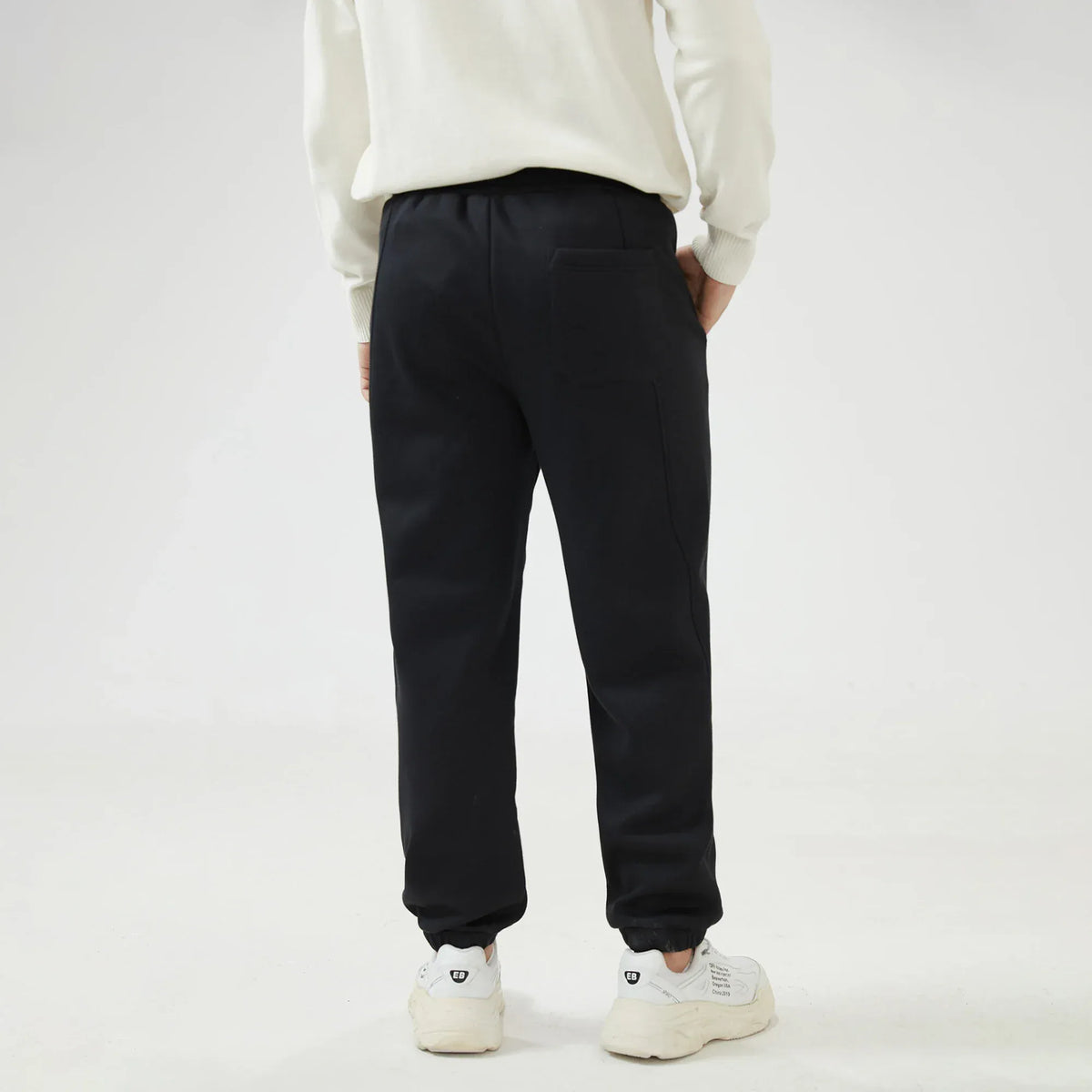 Ankle-Tied Mid-Wiast Plain Pants for Men Image