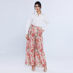 بنطال كاجوال مزين بنمط الزهور للنساء