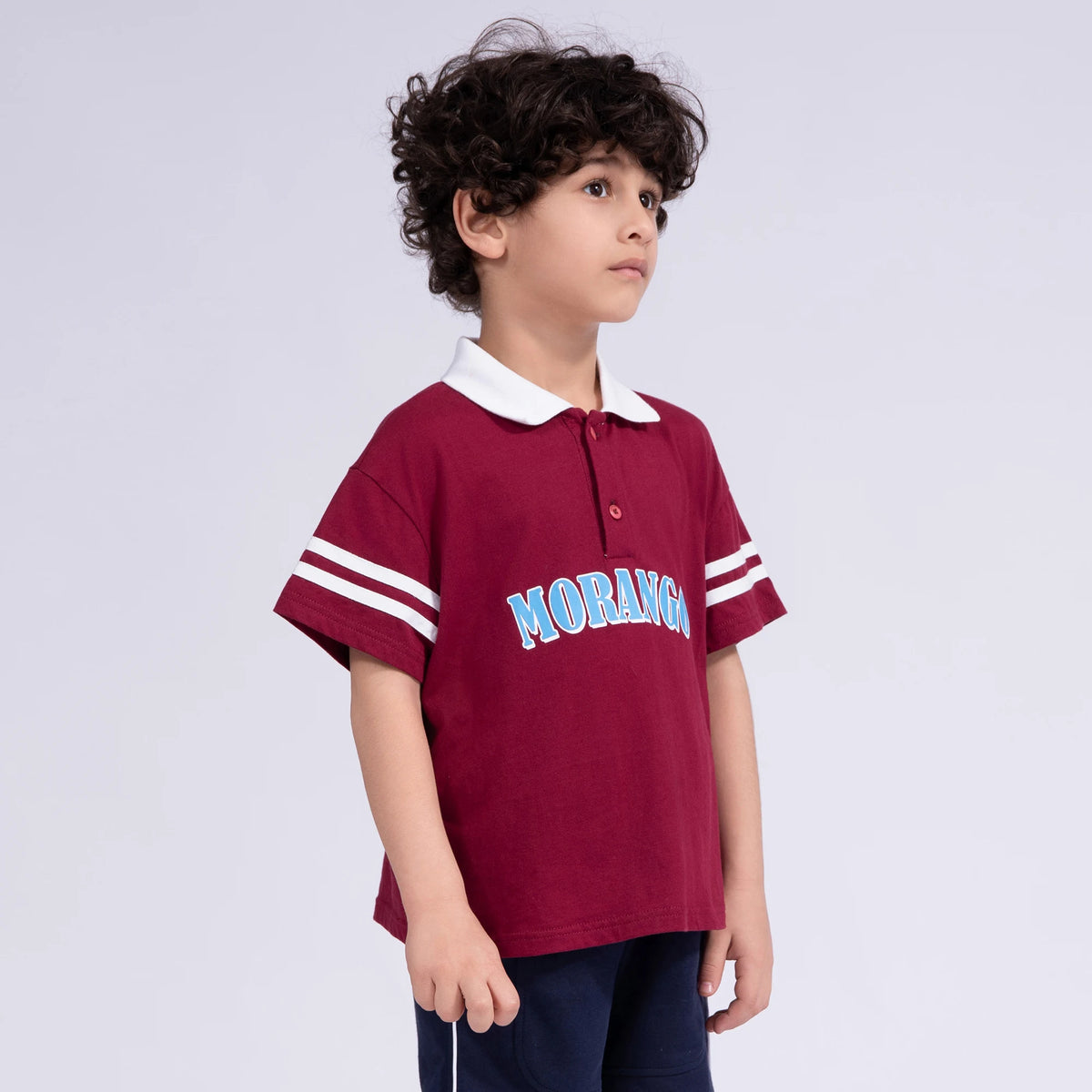 Printed Polo Shirt for Boys Maroon Image