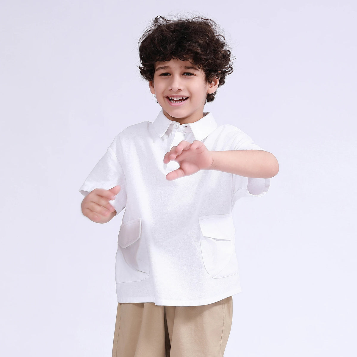 Printed Polo Shirt for Boys White Image