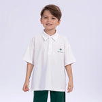 White Printed Casual Polo Shirt for Boys Image