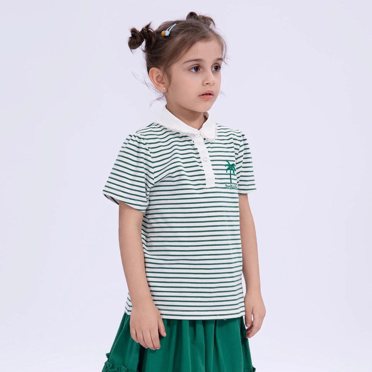 Striped Casual Polo Shirt for Girls Image