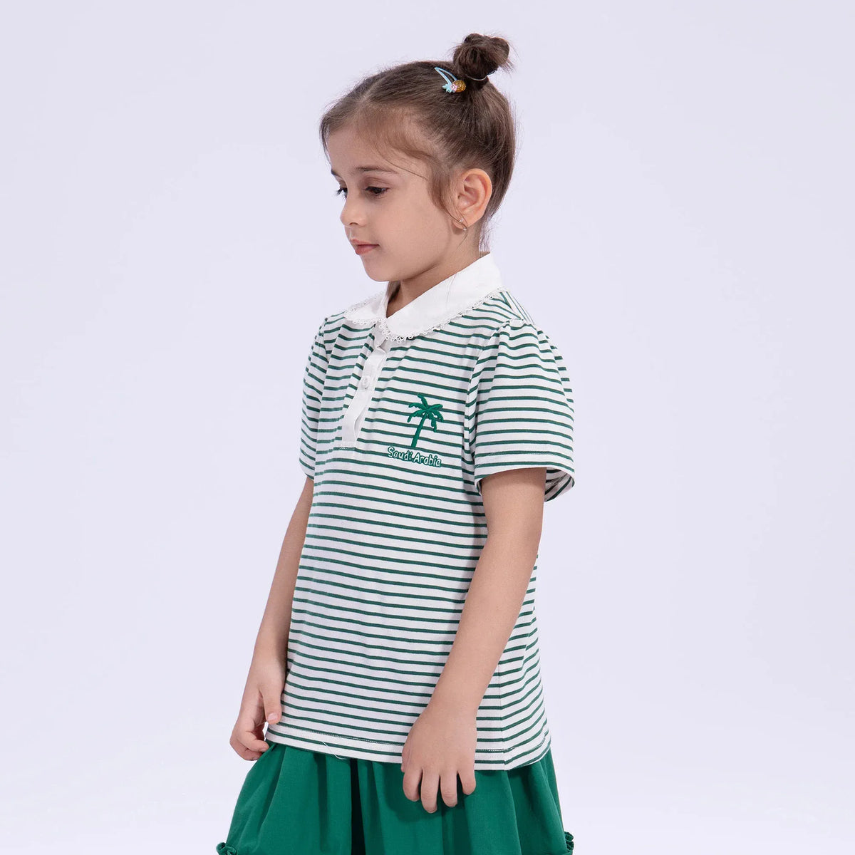 Striped Casual Polo Shirt for Girls Image