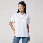 White Printed Casual Polo Shirt for Women Image