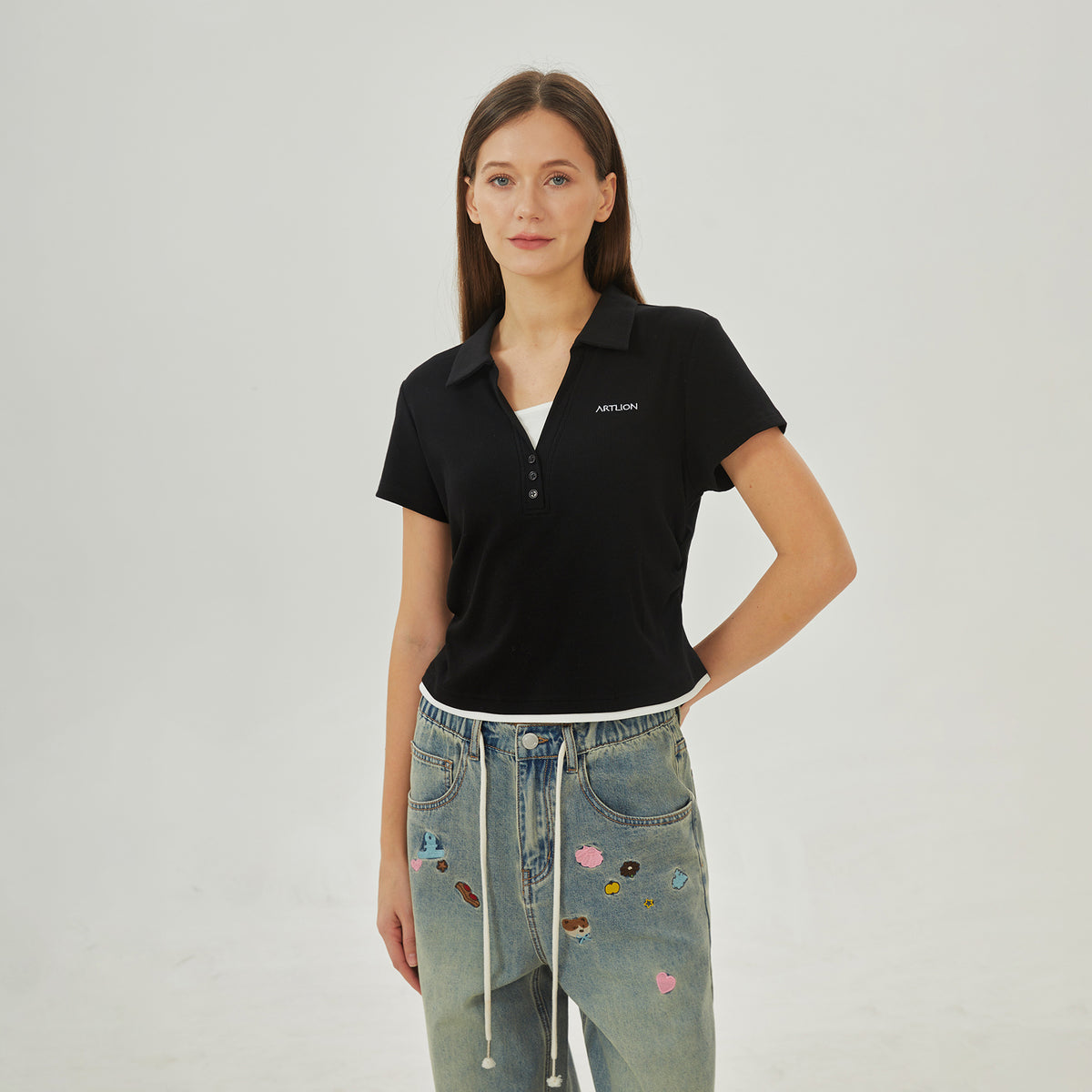 بولوشيرت كاجوال مطرز للنساء