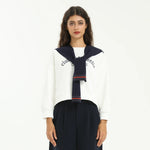 White Elegant Printed Sweatshirt-2Pc for Women Image