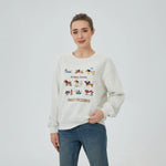 Light Grey Embroidery Sweatshirt for Women Image