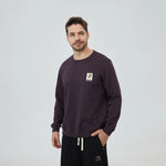 Dark Purple Embroidery Sweatshirt for Men Image