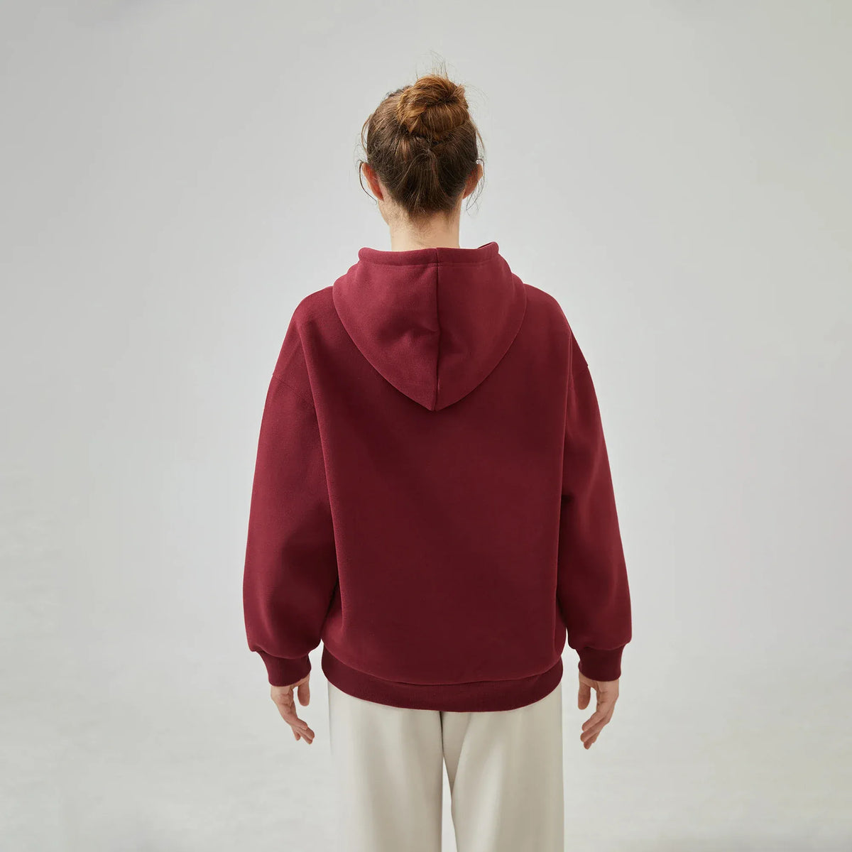 Embroidery Loose Drop-Shoulder Hoodie with With Hood for Women Image