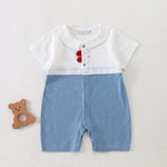 Color-Blocked Classic Romper for Baby Boy Blue Image