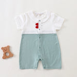 Color-Blocked Classic Romper for Baby Boy Green Image