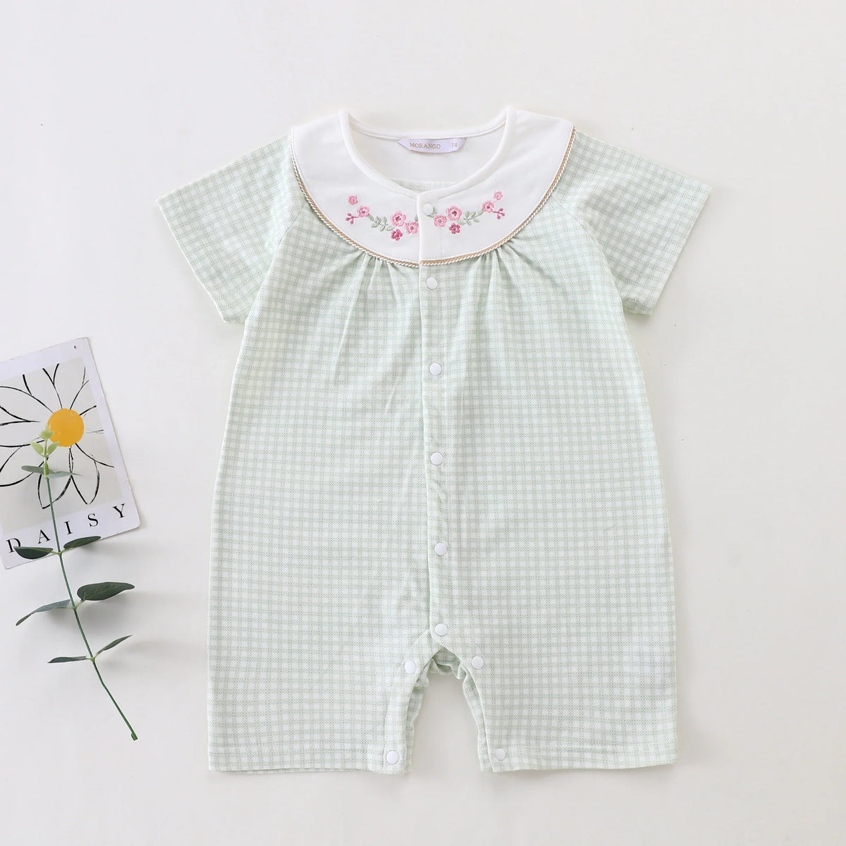 Checked Classic Romper for Baby Girl