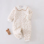 Khaki Floral Pajamas Romper for Baby girl Image