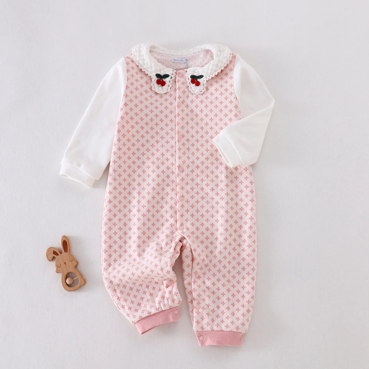 Pink Floral Pajamas Romper for Baby girl Image