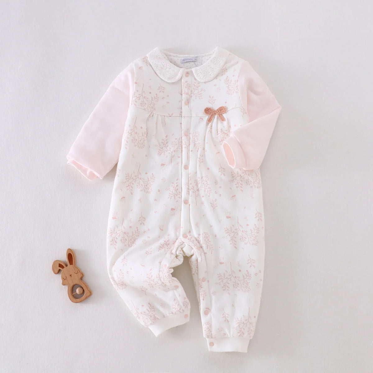Pink Floral Pajamas Romper for Baby girl Image