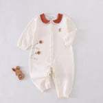 Beige Printed Pajamas Romper for Baby girl Image