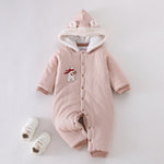 Khaki Striped Pajamas Romper for Baby boy Image