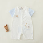 Blue Printed Pajama Romper For Baby boy Image