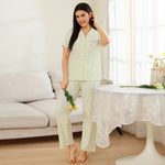 Light Green Printed Pajama Set 2Pc for Women Image
