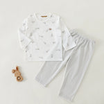 Grey Printed T.Shirt and Checked Pants Pajama For Baby boy Image