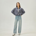 قميص كاروهات قطعتين للنساء