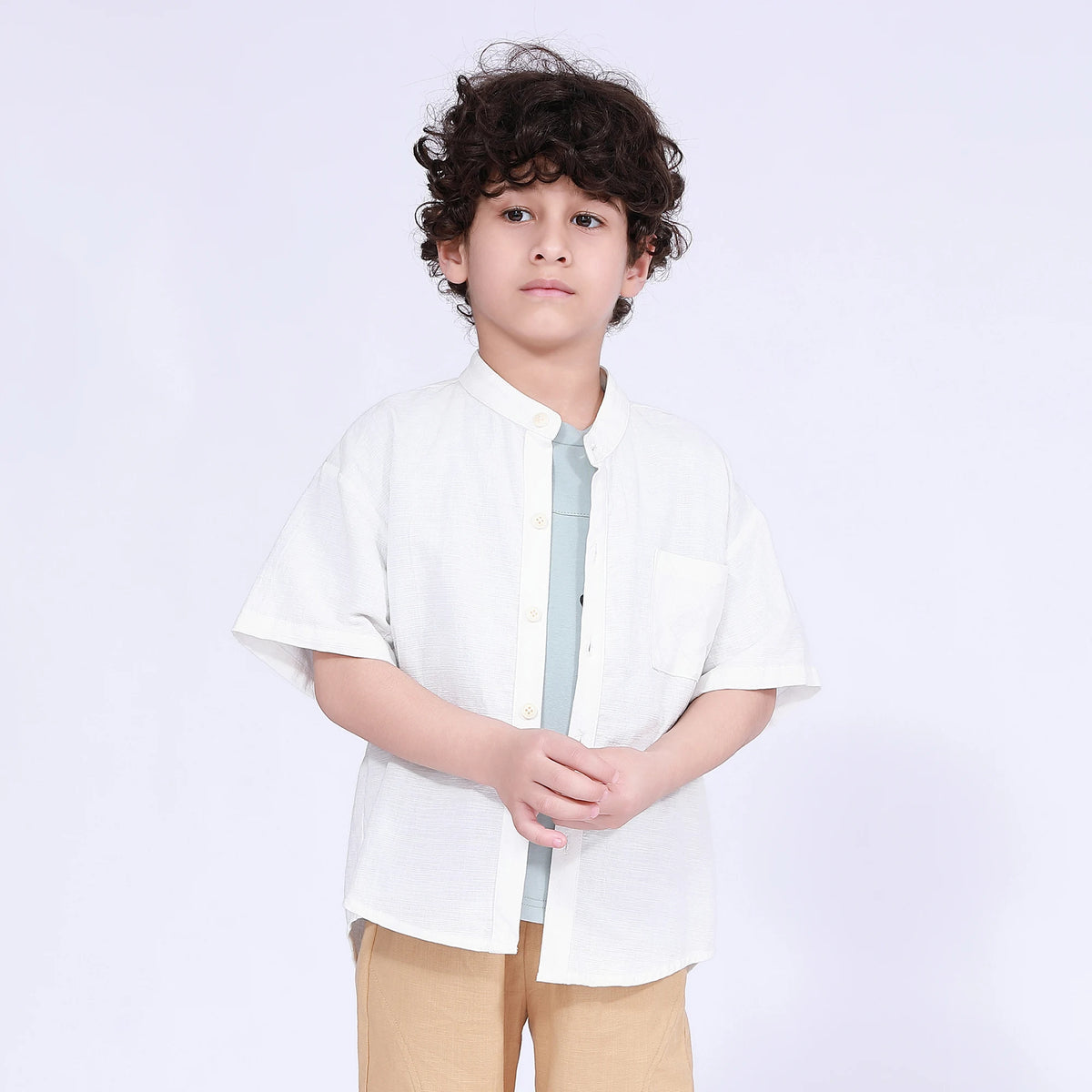 Plain Shirt for Boys Off White Image