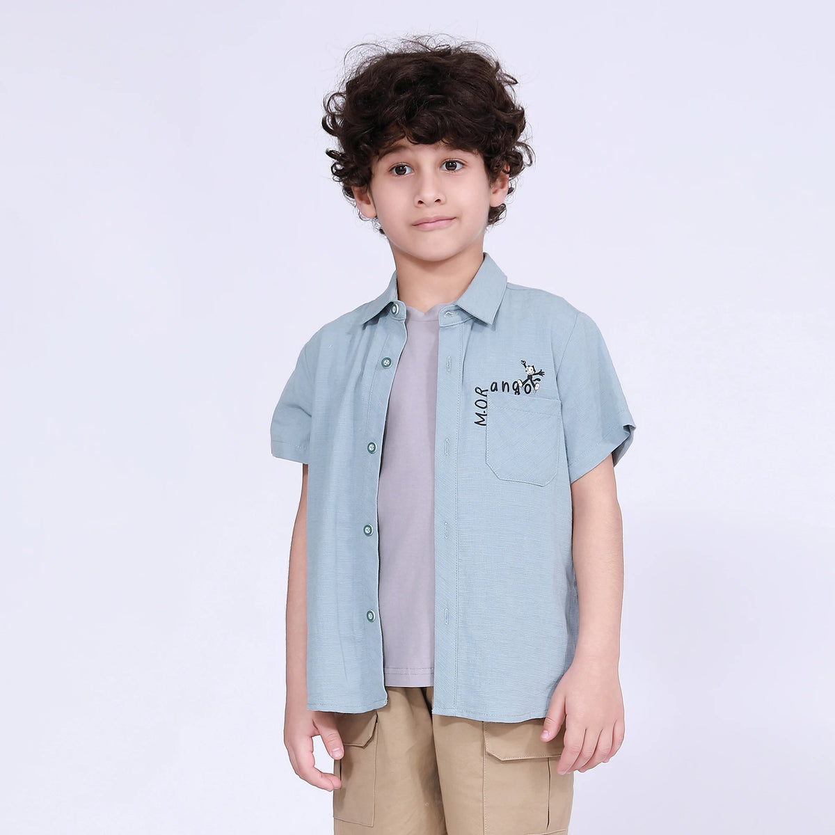 Printed Shirt for Boys Lake Green Image