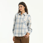 Blue Elegant Checked Shirt for Women Image