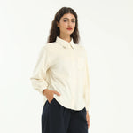 Beige Elegant Plain Shirt for Women Image