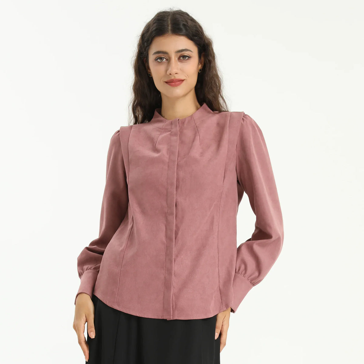 Pink Elegant Plain Shirt for Women Image