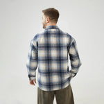 Checked Regular Drop-Shoulder Shirt with Collar for Men Image