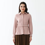 Pink Elegant Plain Shirt for Women Image