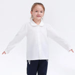 White Embroidery Uniform Shirt for Girls Image