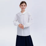 White Embroidery Uniform Shirt for Girls Image
