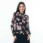 Black Floral Classic Shirt for Women Image
