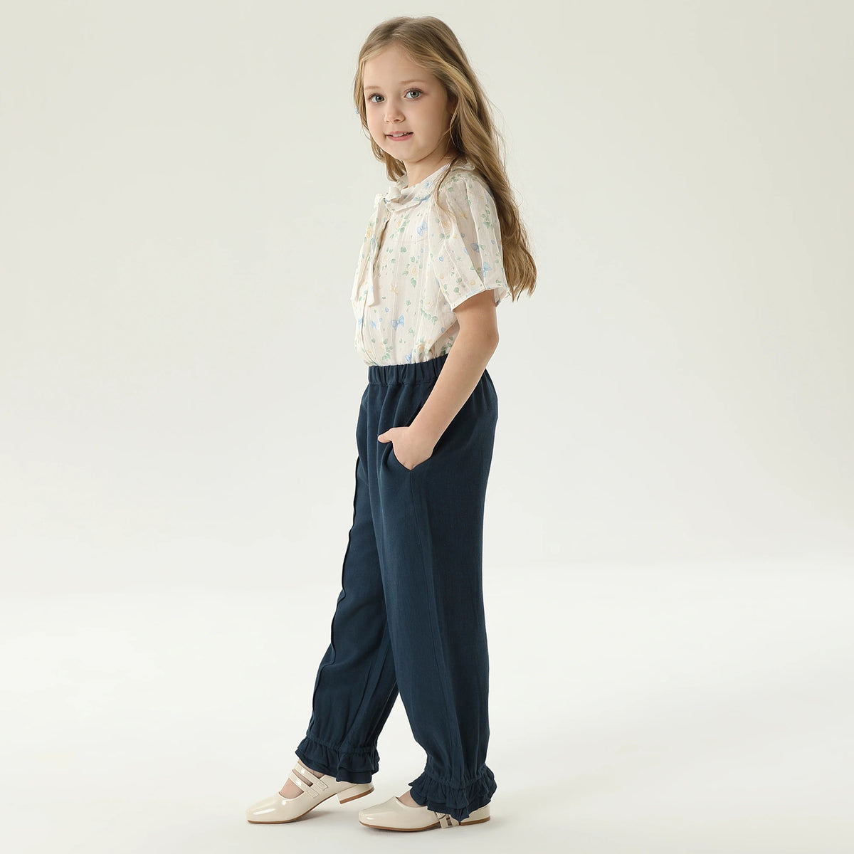 قميص بنمط الزهور للبنات