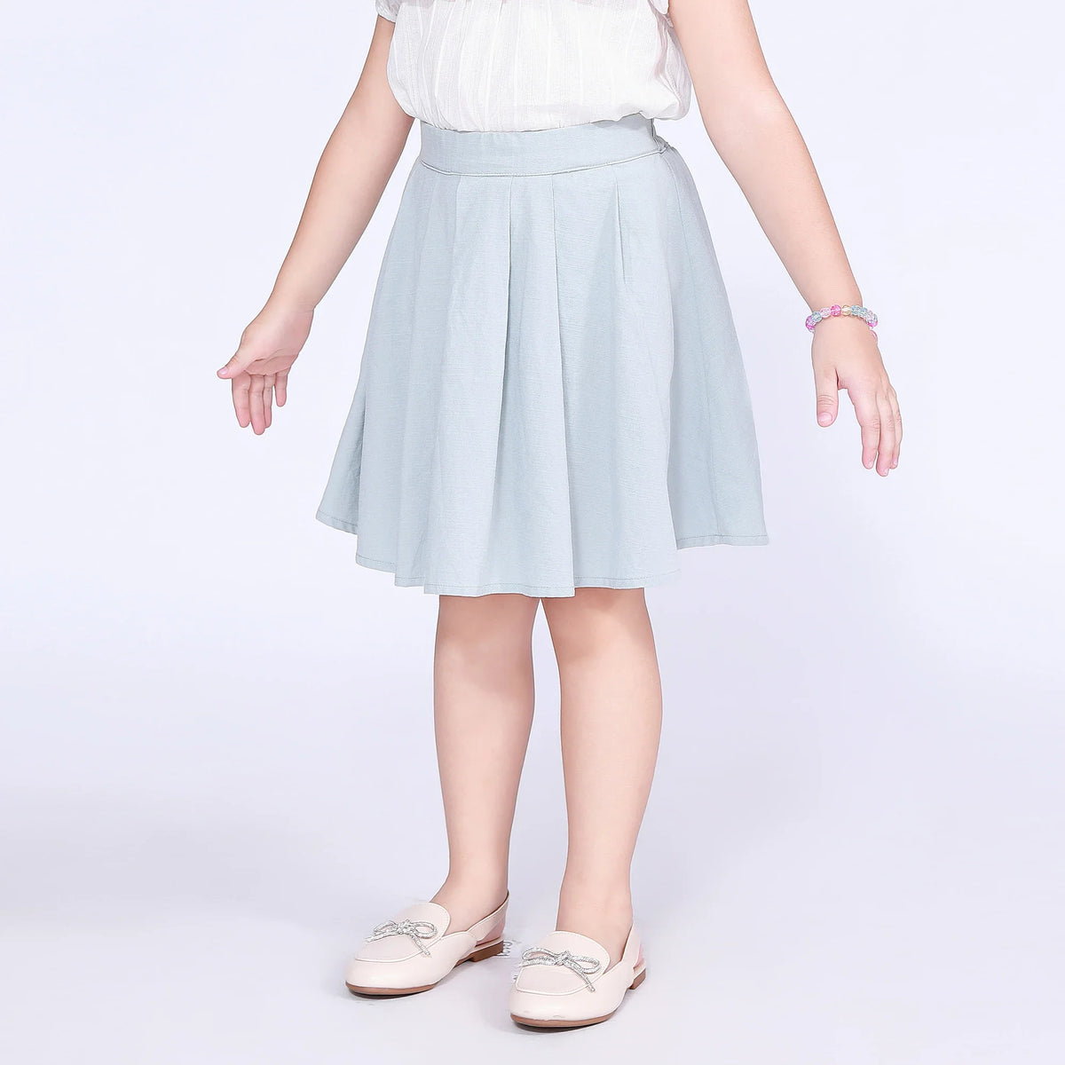 Plain Skirt for Girls Gray Green Image