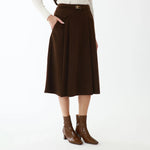 Brown Elegant Plain Skirt for Women Image
