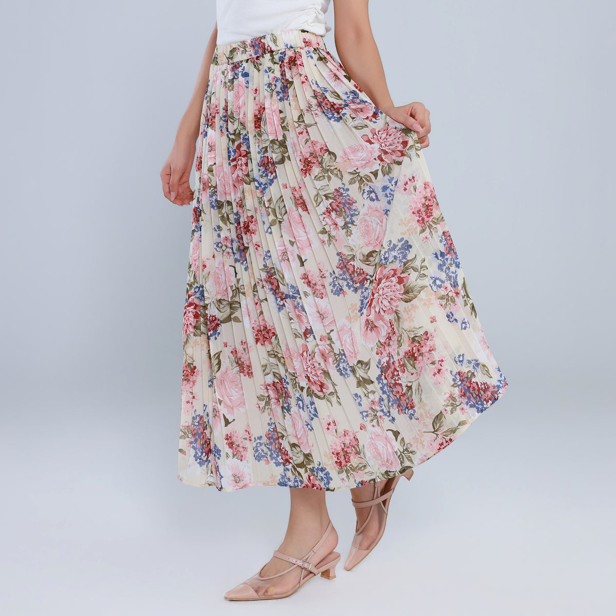 تنورة مزينة بنمط الزهور للنساء