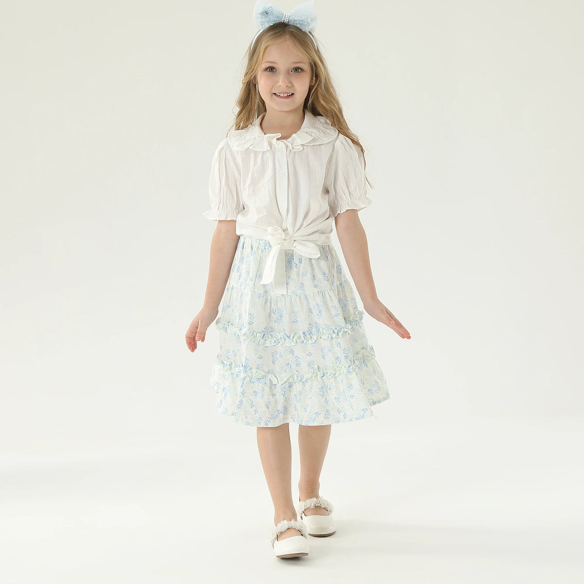 تنورة مزينة بنمط الزهور للبنات