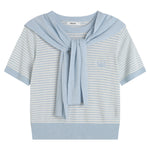 تيشيرت مخطط قطعتين للنساء