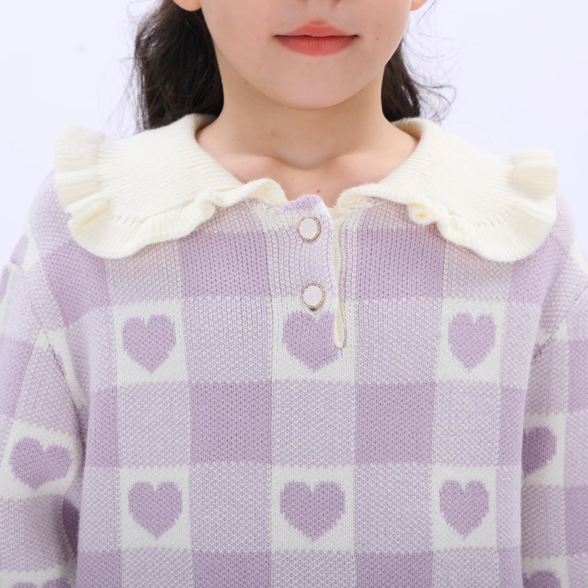 Casual Checked Sweater for Girls Image