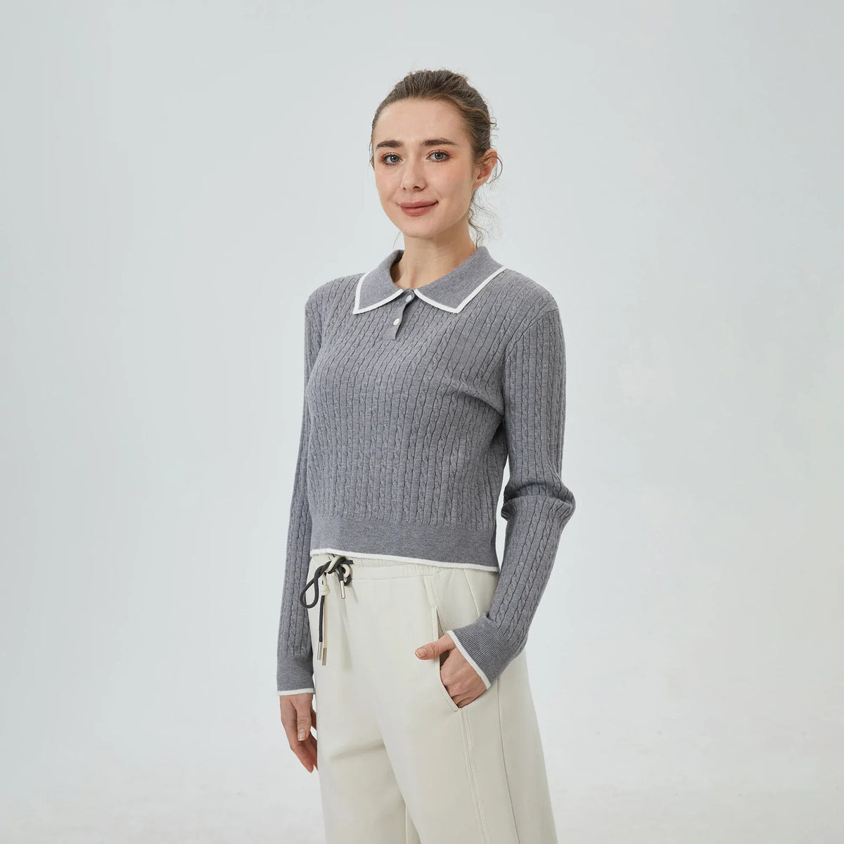Grey Jacquard Sweater for Women Image