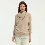 Khaki Elegant Solid Sweater for Women Image