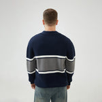 Embroidery Regular Drop-Shoulder Sweater with Collar for Men Image