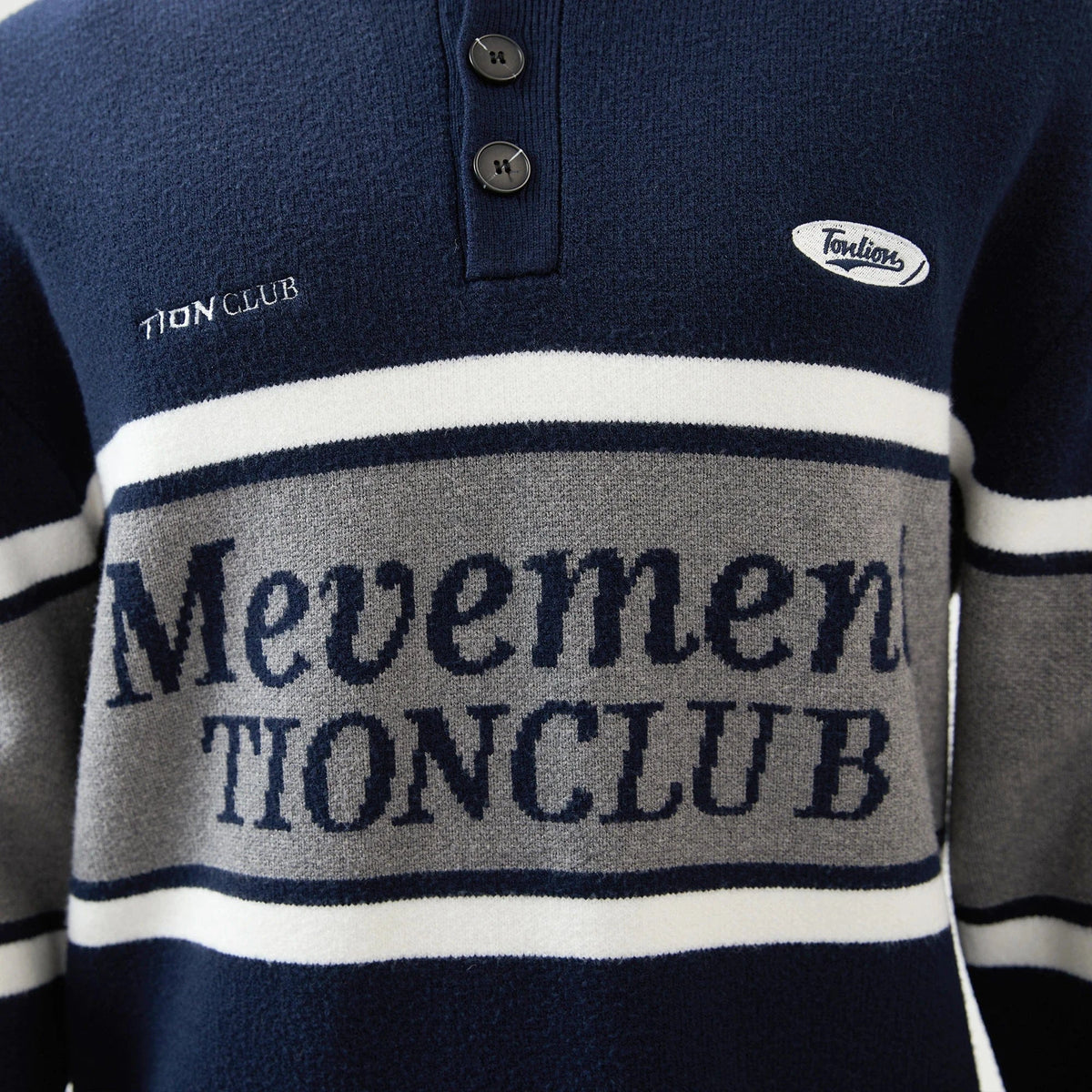 Embroidery Regular Drop-Shoulder Sweater with Collar for Men Image