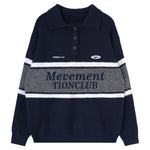 Embroidery Regular Drop-Shoulder Sweater with Collar for Men Image