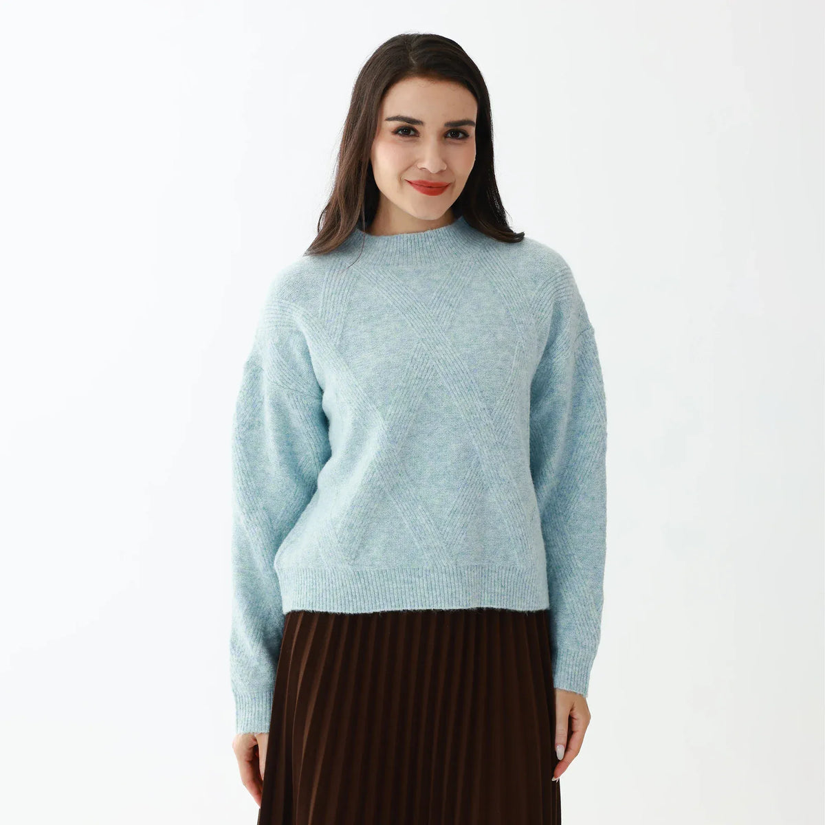 Blue Elegant Solid Sweater for Women Image