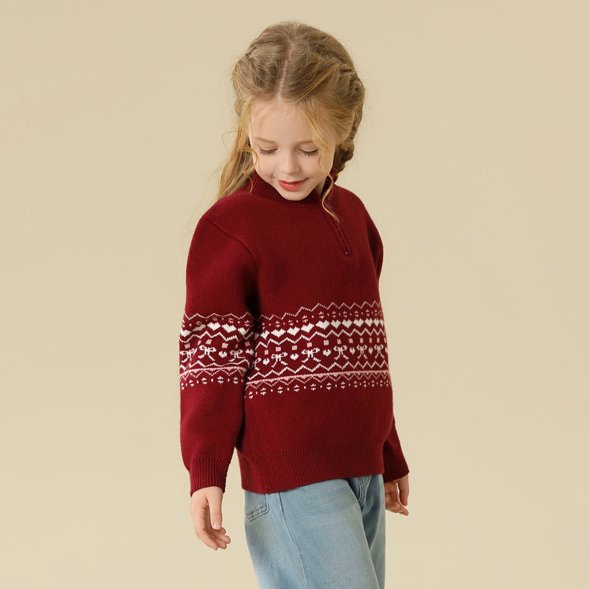 Prominent Print Sweater For Girls